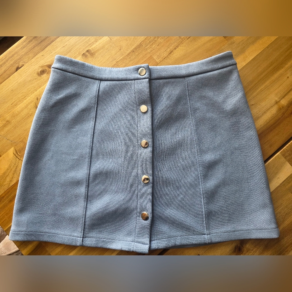 CUTE Faux Suede Skirt in Light Blue
